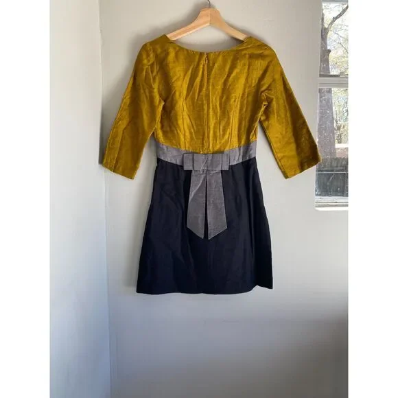 French Connection Women Short Tunic Dress Olive Green Black 2 Mini 3/4 Sleeve - Picture 2 of 3